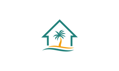 house and palm trees