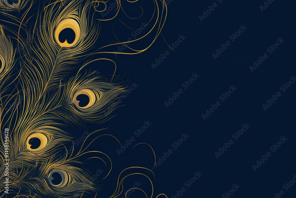 Leinwandbilder Elegant line art of peacock feathers with ample copy space for creative mock up design. Generative AI