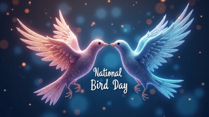 Celebrating national bird day with colorful doves digital art fantasy environment whimsical concept