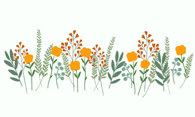 spring flowers illustration. Botanical pattern.