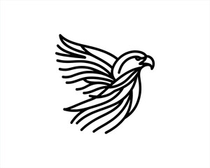Eagle Logo Design Vector Template. Black and white silhouette eagle vector illustration.