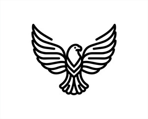 Eagle Logo Design Vector Template. Black and white silhouette eagle vector illustration.