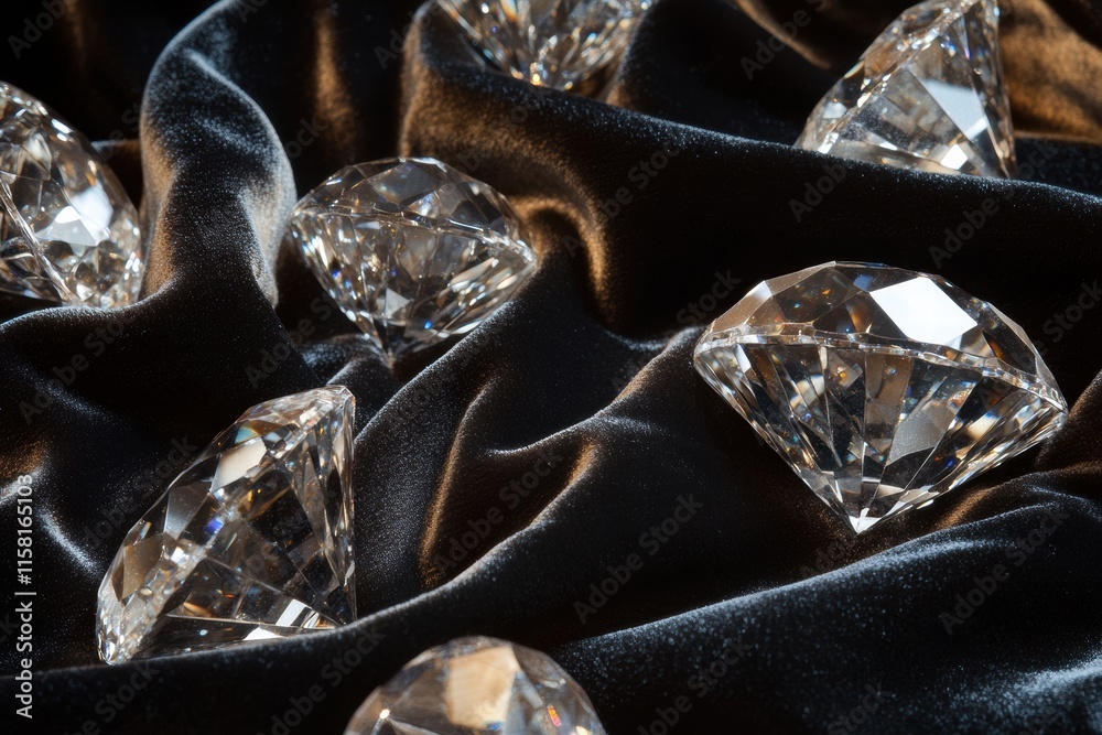 Aufkleber sparkling diamonds on luxurious fabric, showcasing brilliance and elegance with space for creative t