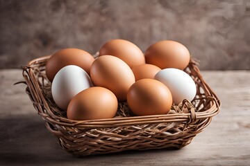 Eggs in basket, empty background