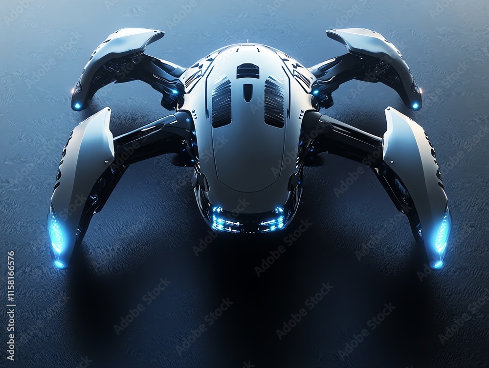 Poster A futuristic robotic device with sleek design and illuminated features.