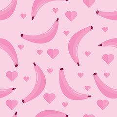 Seamless valentine pattern with love and pink banana