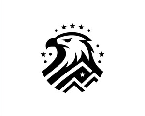 American Eagle logo design vector template. Black and white silhouette eagle vector illustration.