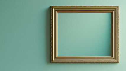 A pastel green wall with a gold-edged frame
