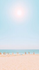 Obraz premium Sunset Beach Cleanup Volunteers and Pastel Coastal Landscape