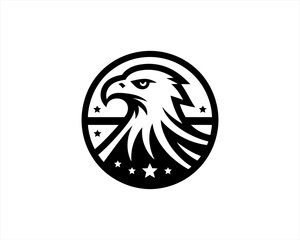 American Eagle logo design vector template. Black and white silhouette eagle vector illustration.