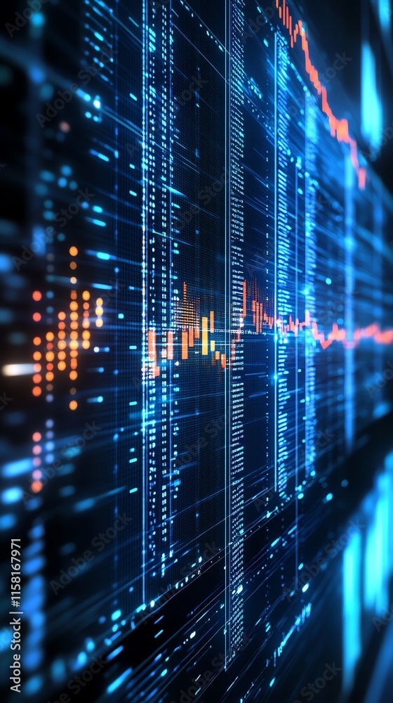 Aufkleber Abstract digital visualization of data trends and analytics in a futuristic interface.