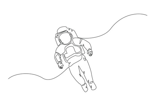 recommend clip art: Astronaut in continuous one line drawing. construction Line art illustration of spaceman. Editable vector.