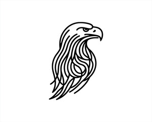 Eagle Logo Design Vector Template. Black and white silhouette eagle vector illustration.