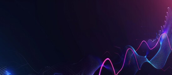 Abstract glowing waves on dark background.