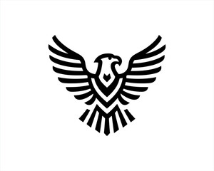 Eagle Logo Design Vector Template. Black and white silhouette eagle vector illustration.