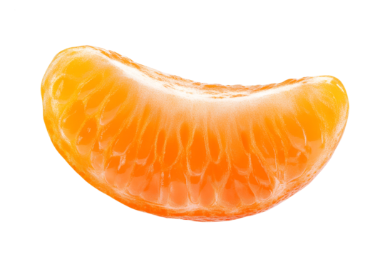 Orange mandarin segment isolated on transparent background