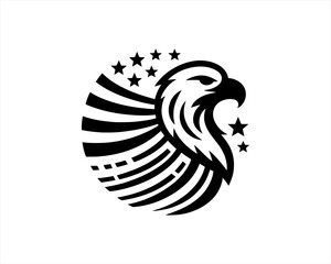 American Eagle logo design vector template. Black and white silhouette eagle vector illustration.