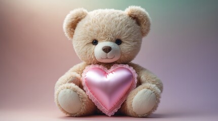 Obraz premium Valentine's teddy bear with soft cuddly fur
