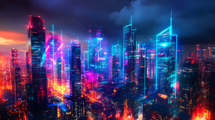 Fototapeta premium Neon dreamscape a vibrant tribute to the monthly theme generative ai. Aetherial. Illustration