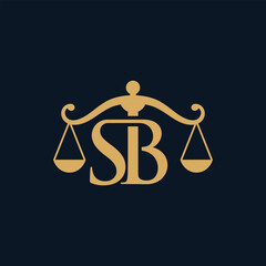 Initial Letter SB Legal Scales of Justice Logo Design Inspiration 