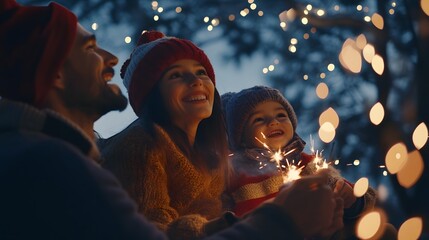 Family watching fireworks together to spark joy and excitement for the New Year