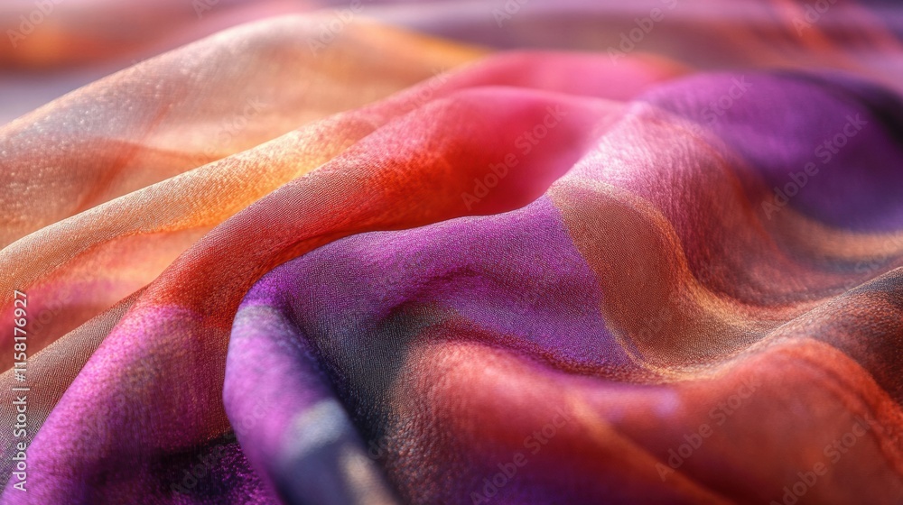 Poster Luxurious silk fabric displaying rich colors and textures, perfect for creative projects and elegant designs. Generative AI