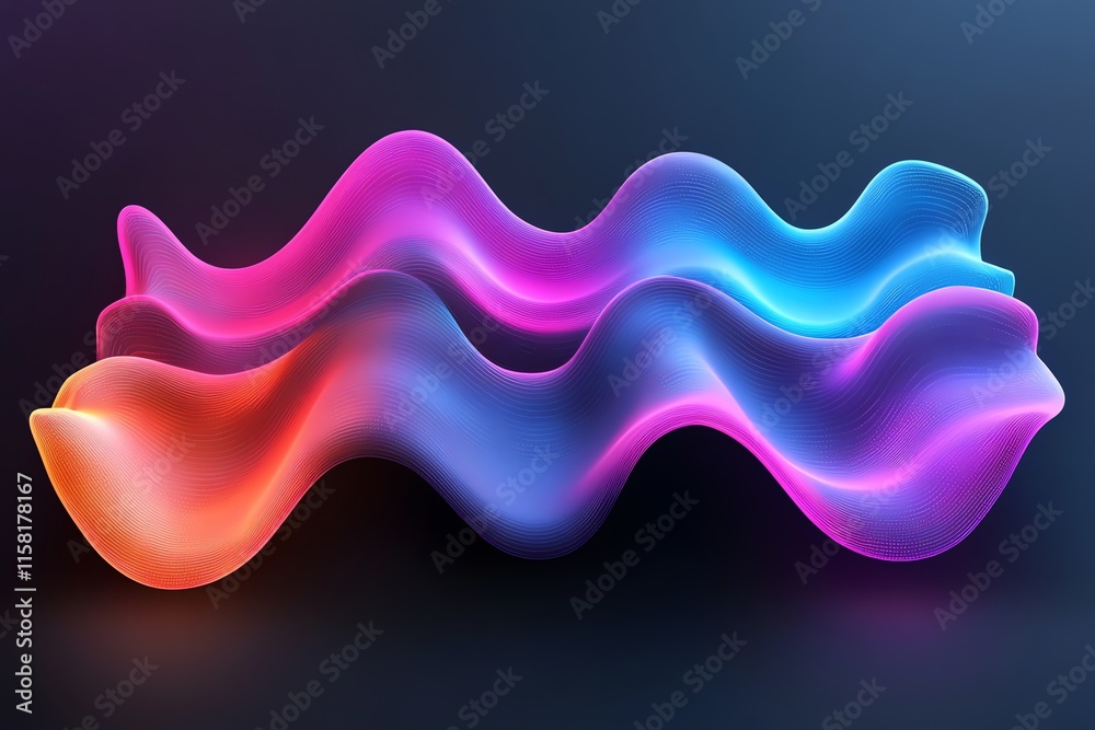 Poster abstract wavy shapes in vibrant colors create a modern, artistic visual effect.