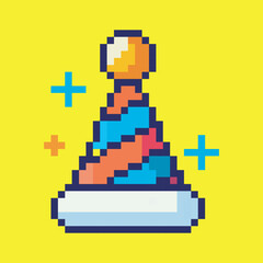 Obraz premium New Year's hat pixel art, vector illustration on isolated background.