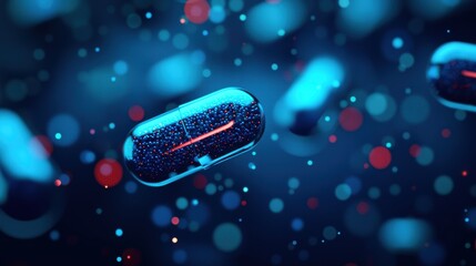 Abstract representation of floating capsules in a digital space