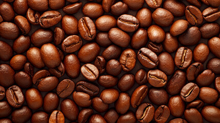Obraz premium Close-up of roasted coffee beans texture