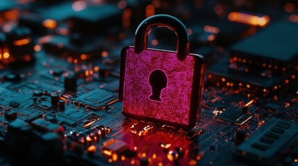 Secure Technology with Lock and Circuit Background