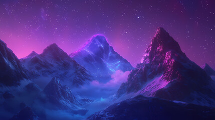 Aetherial frontier: cosmic synths, shimmering starfields, celestial blues and purples, ethereal. Aetherial. Illustration