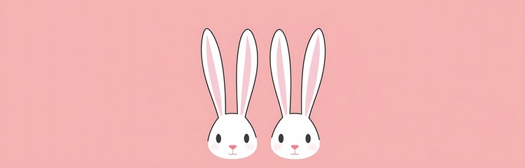 Obraz premium Cute pink easter background with white rabbit ears