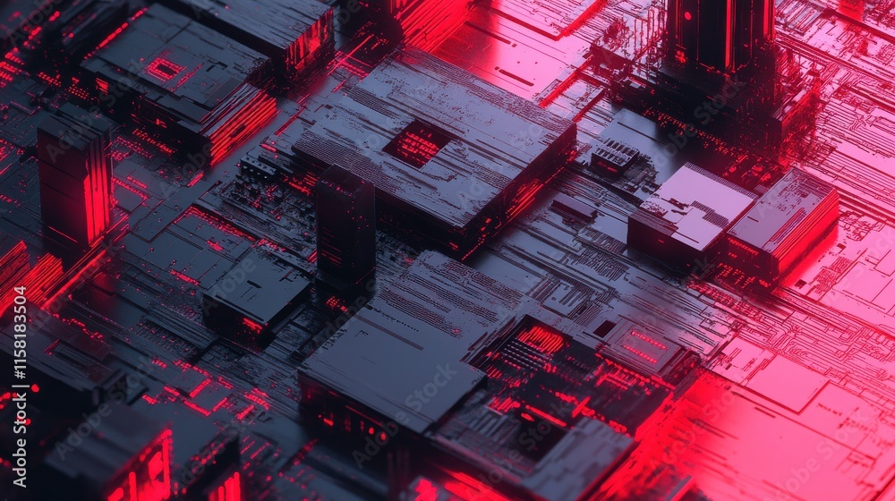 Poster abstract digital microchip textures in sharp light