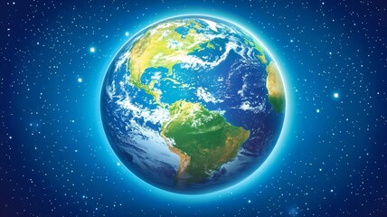 Fototapeta premium Earth in a space with little stars shining