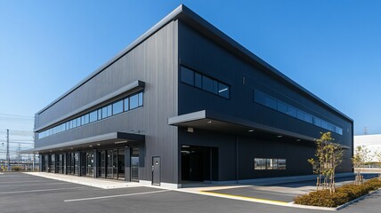 Obraz premium Modern Black Warehouse and Factory