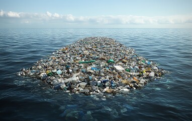 Environmental pollution in oceans with floating plastic waste, human debris, and harmful chemicals, illustrating the global water pollution crisis