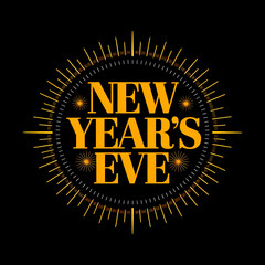 Fototapeta premium New Year's Eve NYE - Happy New Year - Icon logo Graphic Illustration Social Media Post Marketing - Square Black Background