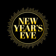 Fototapeta premium New Year's Eve NYE - Happy New Year - Icon logo Graphic Illustration Social Media Post Marketing - Square Black Background