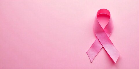 Pink Ribbon on Pink Background Breast Cancer Awareness Symbol