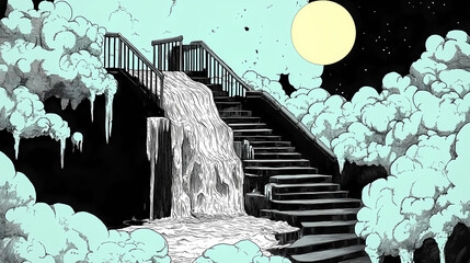 Aetherial cascade. Aetherial. Illustration