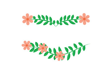 Floral Borders with Greenery and Peach Blossoms.