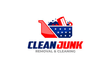 Illustration vector graphic of junk removal solution services logo design template