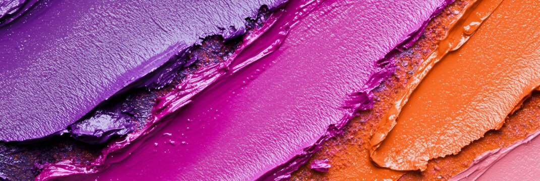 Colorful makeup smears in different shades of purple, pink, and orange, generative AI