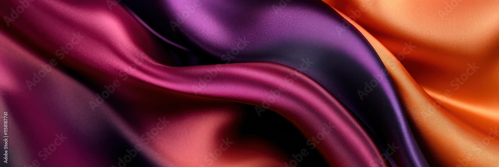 Fototapete Luxurious silk fabric in vibrant hues, ideal for design projects and elegant presentations with ample copy space. Generative AI