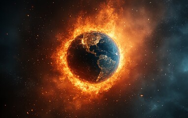 Fototapeta premium Global warming effects with droughts, floods, and scorching heat, representing the urgent need for climate action to combat global warming