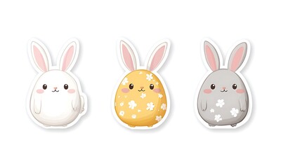 Obraz premium Sticker sheet featuring Easter bunnies and eggs, easter background