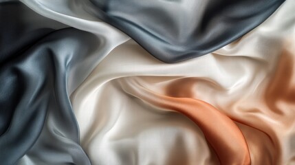 Obraz premium Luxurious silk fabric with rich textures offering ample copy space for elegant design and creative mockups. Generative AI