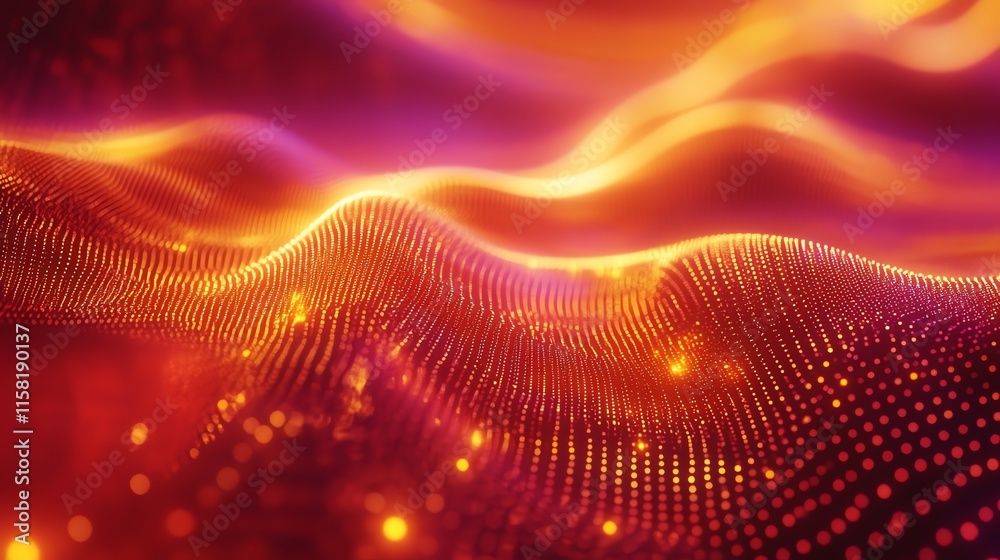Aufkleber Abstract waves of light and color, creating a dynamic and vibrant digital landscape.