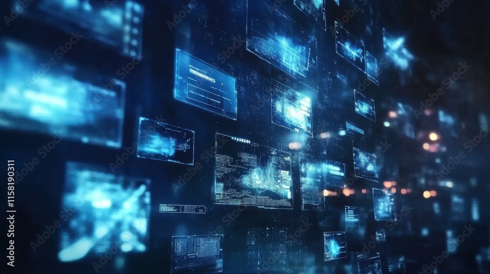 Poster Digital Server Access Monitoring Display Background